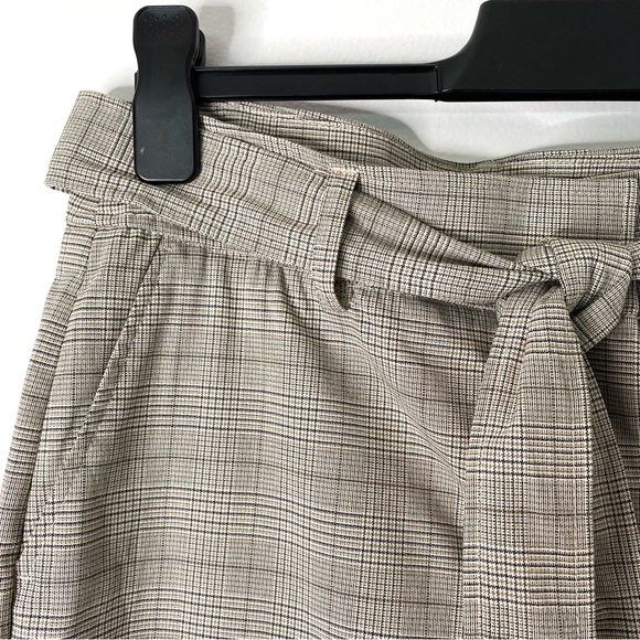 Joie Grey Plaid Tie Waist Straight Leg Trousers - Picture 2 of 12